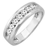 1.00 Carat (ctw) 10K White Gold Round White Diamond Mens Anniversary Wedding Band