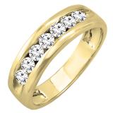 1.00 Carat (ctw) 14K Yellow Gold Round White Diamond Mens Anniversary Wedding Band