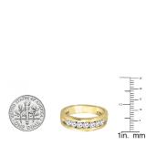 1.00 Carat (ctw) 14K Yellow Gold Round White Diamond Mens Anniversary Wedding Band