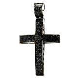 3.70 Carat (ctw) Black Rhodium Plated Sterling Silver Round Black Diamond Ladies Cross Pendant