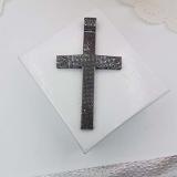 3.70 Carat (ctw) Black Rhodium Plated Sterling Silver Round Black Diamond Ladies Cross Pendant