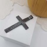 3.70 Carat (ctw) Black Rhodium Plated Sterling Silver Round Black Diamond Ladies Cross Pendant