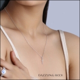0.05 Carat (ctw) 10K White Gold Round Diamond Ladies Cross Pendant (Silver Chain Included)