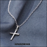 0.05 Carat (ctw) 14K White Gold Round Diamond Ladies Cross Pendant (Silver Chain Included)
