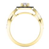 0.80 Carat (Ctw) 18K Yellow Gold Round Black & White Diamond Ladies Split Shank Engagement Ring