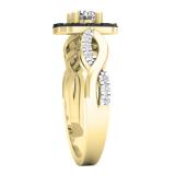 0.80 Carat (Ctw) 18K Yellow Gold Round Black & White Diamond Ladies Split Shank Engagement Ring