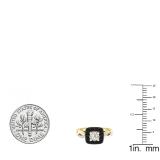 0.80 Carat (Ctw) 18K Yellow Gold Round Black & White Diamond Ladies Split Shank Engagement Ring
