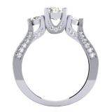 1.30 Carat (Ctw) 14K White Gold Round White Diamond 3 Stone Ladies Bridal Engagement Ring