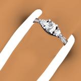 1.30 Carat (Ctw) 14K White Gold Round White Diamond 3 Stone Ladies Bridal Engagement Ring