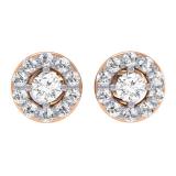 1.00 Carat (Ctw) 10K Rose Gold Round White Diamond Ladies Cluster Stud Earrings 1 CT