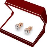 1.00 Carat (Ctw) 10K Rose Gold Round White Diamond Ladies Cluster Stud Earrings 1 CT