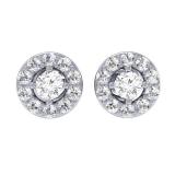 1.00 Carat (Ctw) 10K White Gold Round White Diamond Ladies Cluster Stud Earrings 1 CT