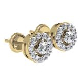1.00 Carat (Ctw) 10K Yellow Gold Round White Diamond Ladies Cluster Stud Earrings 1 CT