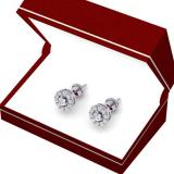 1.00 Carat (Ctw) 14K White Gold Round White Diamond Ladies Cluster Stud Earrings 1 CT