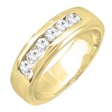 1.50 Carat (Ctw) 14K Yellow Gold Round White Diamond Men's Wedding Anniversary Band 1 1/2 CT