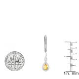 10K White Gold 6X4 MM Each Pear Citrine & Round Diamond Ladies Infinity Dangling Earrings
