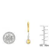 10K Yellow Gold 6X4 MM Each Pear Citrine & Round Diamond Ladies Infinity Dangling Earrings