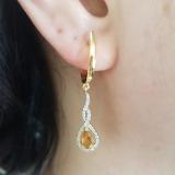 10K Yellow Gold 6X4 MM Each Pear Citrine & Round Diamond Ladies Infinity Dangling Earrings