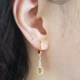 10K Yellow Gold 6X4 MM Each Pear Citrine & Round Diamond Ladies Infinity Dangling Earrings