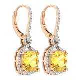 10K Rose Gold 10 MM Each Cushion Citrine & Round Diamond Ladies Infinity Dangling Earrings