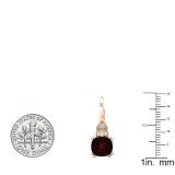 14K Rose Gold 8 MM Each Cushion & Round Garnet & Round Diamond Halo Hoop Earrings