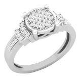 0.16 Carat (ctw) 18K White Gold Round White Diamond Ladies Bridal Vintage Engagement Ring