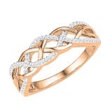 0.20 Carat (ctw) 10K Rose Gold Round Diamond Ladies Swirl Fashion Right Hand Ring 1/5 CT