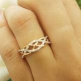 0.20 Carat (ctw) 10K Rose Gold Round Diamond Ladies Swirl Fashion Right Hand Ring 1/5 CT