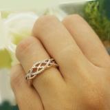 0.20 Carat (ctw) 10K Rose Gold Round Diamond Ladies Swirl Fashion Right Hand Ring 1/5 CT