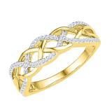 0.20 Carat (ctw) 10K Yellow Gold Round Diamond Ladies Swirl Fashion Right Hand Ring 1/5 CT