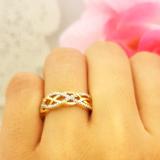 0.20 Carat (ctw) 10K Yellow Gold Round Diamond Ladies Swirl Fashion Right Hand Ring 1/5 CT