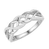 0.20 Carat (ctw) 14K White Gold Round Diamond Ladies Swirl Fashion Right Hand Ring 1/5 CT