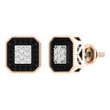 0.28 Carat (ctw) 10K Rose Gold White & Black Diamond Ladies Fashion Stud Earrings 1/4 CT