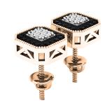 0.28 Carat (ctw) 10K Rose Gold White & Black Diamond Ladies Fashion Stud Earrings 1/4 CT