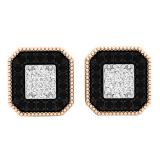 0.28 Carat (ctw) 10K Rose Gold White & Black Diamond Ladies Fashion Stud Earrings 1/4 CT