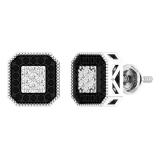0.28 Carat (ctw) 10K White Gold White & Black Diamond Ladies Fashion Stud Earrings 1/4 CT