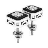 0.28 Carat (ctw) 10K White Gold White & Black Diamond Ladies Fashion Stud Earrings 1/4 CT