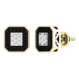 0.28 Carat (ctw) 10K Yellow Gold White & Black Diamond Ladies Fashion Stud Earrings 1/4 CT