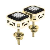 0.28 Carat (ctw) 10K Yellow Gold White & Black Diamond Ladies Fashion Stud Earrings 1/4 CT