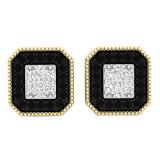 0.28 Carat (ctw) 10K Yellow Gold White & Black Diamond Ladies Fashion Stud Earrings 1/4 CT