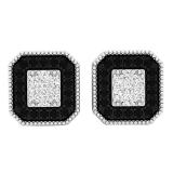 0.28 Carat (ctw) 14K White Gold White & Black Diamond Ladies Fashion Stud Earrings 1/4 CT