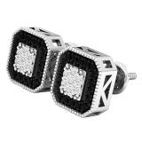 0.28 Carat (ctw) 14K White Gold White & Black Diamond Ladies Fashion Stud Earrings 1/4 CT
