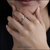 10K Rose Gold Round White & Blue Sapphire & White Diamond Bridal Engagement Ring