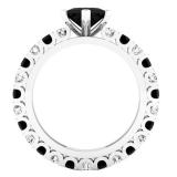 2.00 Carat (ctw) 14K White Gold Princess & Round Black & White Diamond Ladies Engagement Ring 2 CT