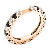 1.15 Carat (ctw) 10K Rose Gold Round Black & Diamond Ladies Eternity Wedding Anniversary Stackable Band