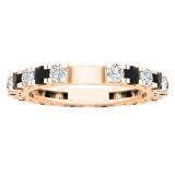 1.15 Carat (ctw) 10K Rose Gold Round Black & Diamond Ladies Eternity Wedding Anniversary Stackable Band
