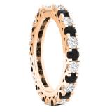 1.15 Carat (ctw) 10K Rose Gold Round Black & Diamond Ladies Eternity Wedding Anniversary Stackable Band