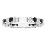 1.15 Carat (ctw) 10K White Gold Round Black & Diamond Ladies Eternity Wedding Anniversary Stackable Band