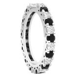 1.15 Carat (ctw) 10K White Gold Round Black & Diamond Ladies Eternity Wedding Anniversary Stackable Band