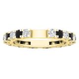 1.15 Carat (ctw) 10K Yellow Gold Round Black & Diamond Ladies Eternity Wedding Anniversary Stackable Band